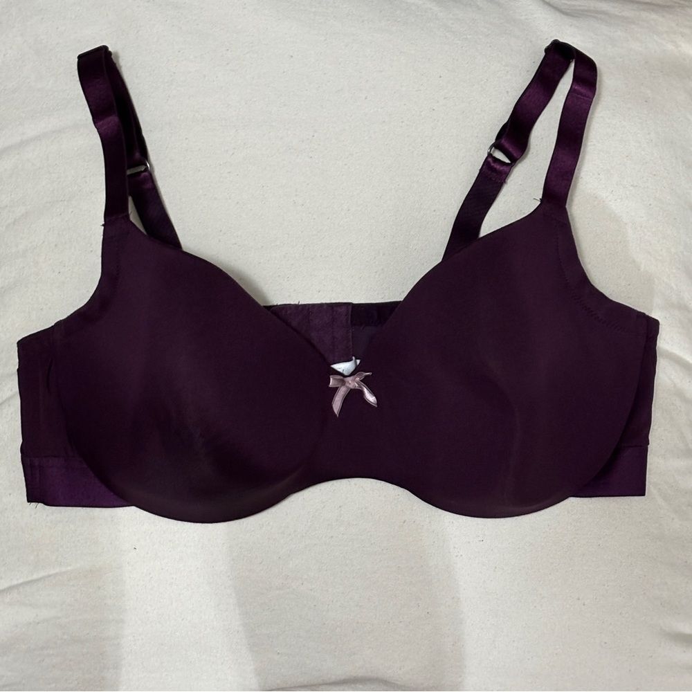 Cacique 42DD Eggplant Underwire Lightly Lined Balconette 5 Rows Hook & Eye - Picture 4 of 10